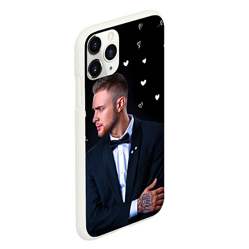 Чехол iPhone 11 Pro матовый ЕГОР КРИД и СЕРДЦА / 3D-Белый – фото 2