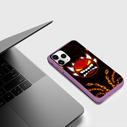 Чехол iPhone 11 Pro матовый Geometry Dash: Fire Chains, цвет: 3D-фиолетовый — фото 2