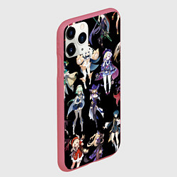 Чехол iPhone 11 Pro матовый GENSHIN IMPACT ПЕРСОНАЖИ ИГРЫ HEROES, цвет: 3D-малиновый — фото 2
