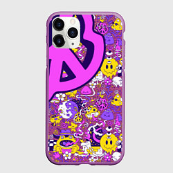 Чехол iPhone 11 Pro матовый Психоделика Существа Знаки, цвет: 3D-фиолетовый