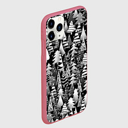 Чехол iPhone 11 Pro матовый Лес абстрактных ёлок, цвет: 3D-малиновый — фото 2