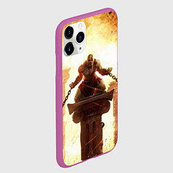Чехол iPhone 11 Pro матовый GOD OF WAR КРАТОС В ЦЕПЯХ, цвет: 3D-фиолетовый — фото 2