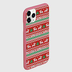 Чехол iPhone 11 Pro матовый Deer Christmas Pattern, цвет: 3D-малиновый — фото 2