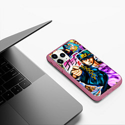 Чехол iPhone 11 Pro матовый Джотаро - JoJos Bizarre Adventure, цвет: 3D-малиновый — фото 2