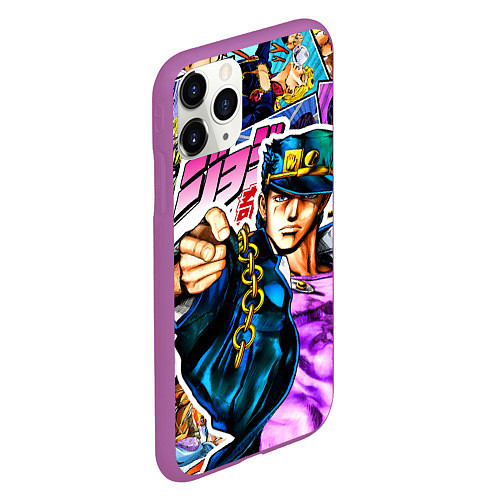 Чехол iPhone 11 Pro матовый Джотаро - JoJos Bizarre Adventure / 3D-Фиолетовый – фото 2