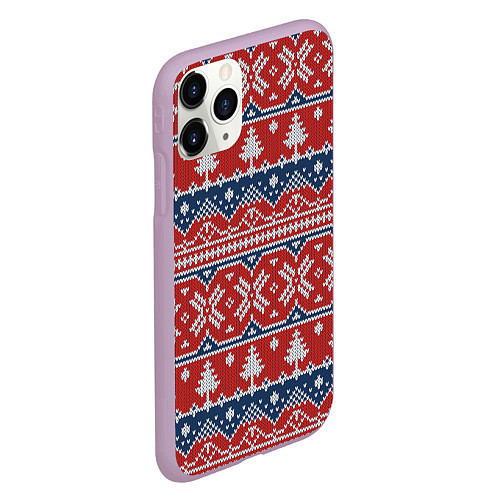 Чехол iPhone 11 Pro матовый New Year Pattern / 3D-Сиреневый – фото 2