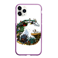Чехол iPhone 11 Pro матовый Миры Хаяо Миядзаки унесенные призраками и другие, цвет: 3D-фиолетовый