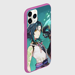 Чехол iPhone 11 Pro матовый Genshin Impact Xiao Сяо, цвет: 3D-фиолетовый — фото 2
