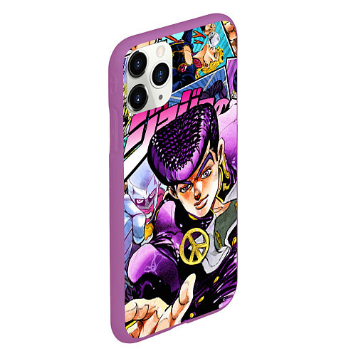 Чехол iPhone 11 Pro матовый JoJos Bizarre Adventure: Josuke / 3D-Фиолетовый – фото 2