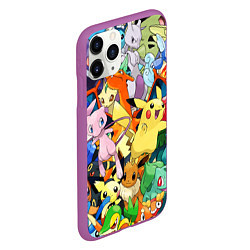 Чехол iPhone 11 Pro матовый АНИМЕ, ПОКЕМОНЫ ВСЕ ПЕРСОНАЖИ POKEMON, цвет: 3D-фиолетовый — фото 2