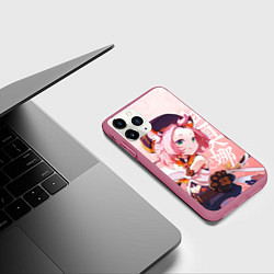 Чехол iPhone 11 Pro матовый Диона - Геншин Импакт, цвет: 3D-малиновый — фото 2
