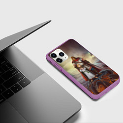 Чехол iPhone 11 Pro матовый Славянский Воин Защитник, цвет: 3D-фиолетовый — фото 2