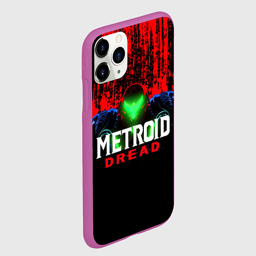 Чехол iPhone 11 Pro матовый Metroid Dread Самус Аран и потеки крови / 3D-Фиолетовый – фото 2