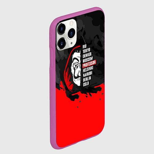 Чехол iPhone 11 Pro матовый La Casa de Papel Professor / 3D-Фиолетовый – фото 2