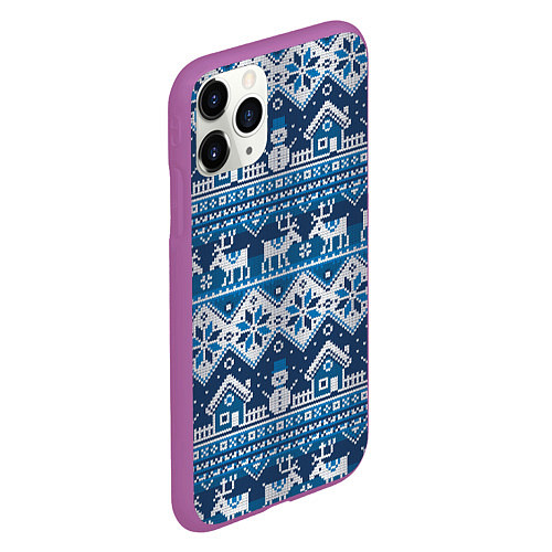 Чехол iPhone 11 Pro матовый Christmas Pattern / 3D-Фиолетовый – фото 2