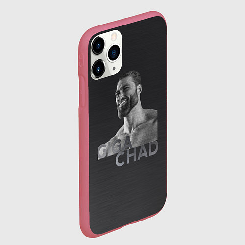 Чехол iPhone 11 Pro матовый Giga Chad / 3D-Малиновый – фото 2