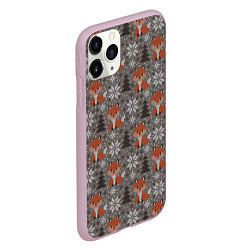 Чехол iPhone 11 Pro матовый Вязанные лисички, цвет: 3D-розовый — фото 2