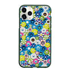 Чехол iPhone 11 Pro матовый Takashi Murakami Улыбающиеся цветы