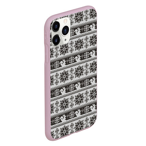 Чехол iPhone 11 Pro матовый Squirrel Pattern / 3D-Розовый – фото 2