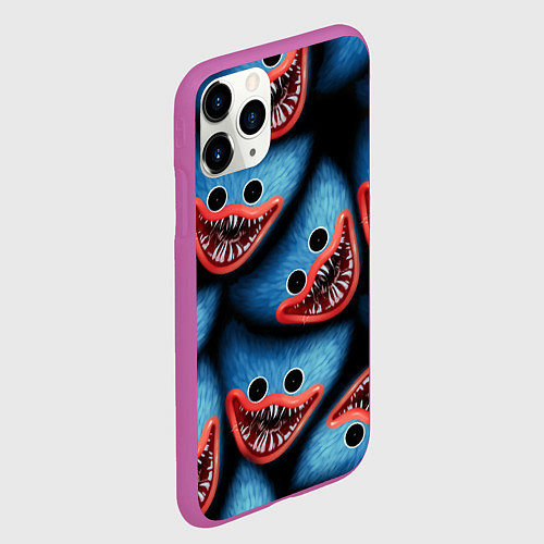 Чехол iPhone 11 Pro матовый POPPY PLAYTIME ХАГИ ВАГИ ЛИЦО МОНСТРА / 3D-Фиолетовый – фото 2