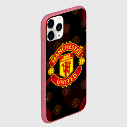 Чехол iPhone 11 Pro матовый MANCHESTER UNITED FIRE STYLE SPORT ПЛАМЯ, цвет: 3D-малиновый — фото 2