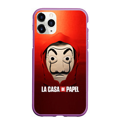 Чехол iPhone 11 Pro матовый СЕРИАЛ БУМАЖНЫЙ ДОМ LA CASA DE PAPEL, цвет: 3D-фиолетовый