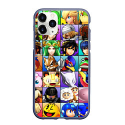 Чехол iPhone 11 Pro матовый SUPER SMASH ALL HEROES СУПЕР СМАШ БРОС, цвет: 3D-серый