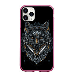 Чехол iPhone 11 Pro матовый ЭТНИЧЕСКАЯ ЛИСА FOX ABSTRACT, цвет: 3D-малиновый