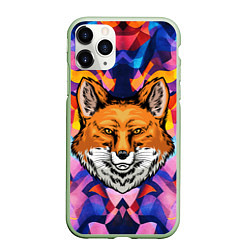 Чехол iPhone 11 Pro матовый АБСТРАКЦИЯ И ГОЛОВА ЛИСЫ FOX HEAD, цвет: 3D-салатовый