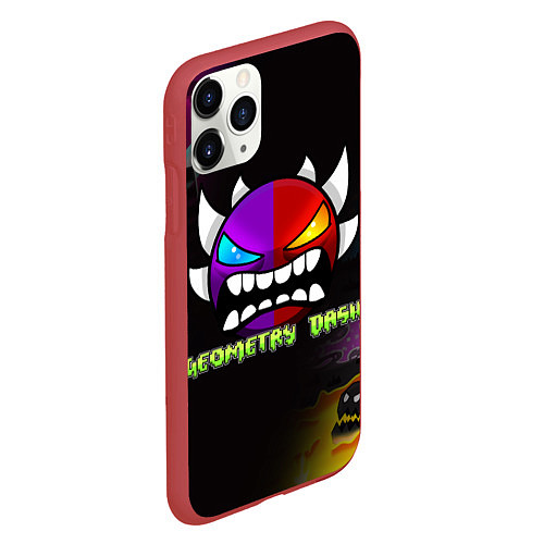 Чехол iPhone 11 Pro матовый Geometry Dash: Demon Art / 3D-Красный – фото 2