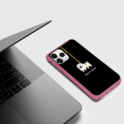Чехол iPhone 11 Pro матовый UNDERTALE DOG НА КАНАТЕ, цвет: 3D-малиновый — фото 2