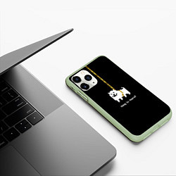 Чехол iPhone 11 Pro матовый UNDERTALE DOG НА КАНАТЕ, цвет: 3D-салатовый — фото 2