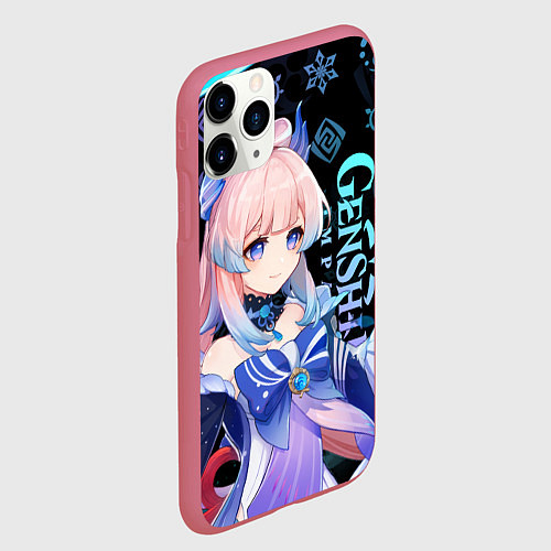Чехол iPhone 11 Pro матовый Genshin Impact - Kokomi / 3D-Малиновый – фото 2