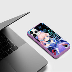 Чехол iPhone 11 Pro матовый Genshin Impact - Kokomi, цвет: 3D-фиолетовый — фото 2