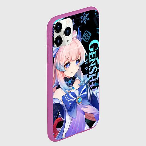 Чехол iPhone 11 Pro матовый Genshin Impact - Kokomi / 3D-Фиолетовый – фото 2