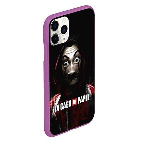 Чехол iPhone 11 Pro матовый РИСУНОК БУМАЖНЫЙ ДОМ - LA CASA DE PAPEL BELLA CIAO / 3D-Фиолетовый – фото 2