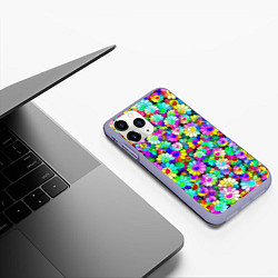 Чехол iPhone 11 Pro матовый Rainbow flowers, цвет: 3D-светло-сиреневый — фото 2