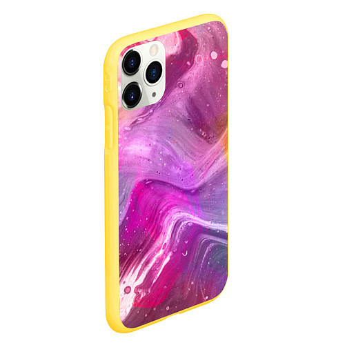 Чехол iPhone 11 Pro матовый Акварельные Волны / 3D-Желтый – фото 2