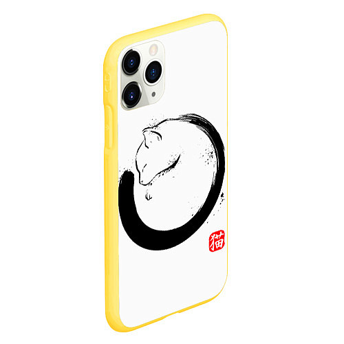 Чехол iPhone 11 Pro матовый Котик на тебе спит / 3D-Желтый – фото 2