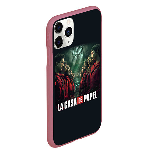 Чехол iPhone 11 Pro матовый ПЕРСОНАЖИ БУМАЖНЫЙ ДОМ - LA CASA DE PAPEL / 3D-Малиновый – фото 2