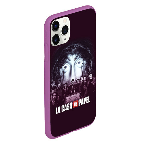 Чехол iPhone 11 Pro матовый БУМАЖНЫЙ ДОМ ПЕРСОНАЖИ - LA CASA DE PAPEL / 3D-Фиолетовый – фото 2