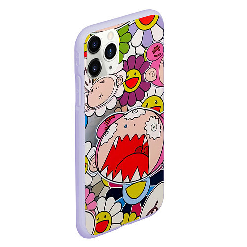 Чехол iPhone 11 Pro матовый Takashi Murakami кричащий арт / 3D-Светло-сиреневый – фото 2