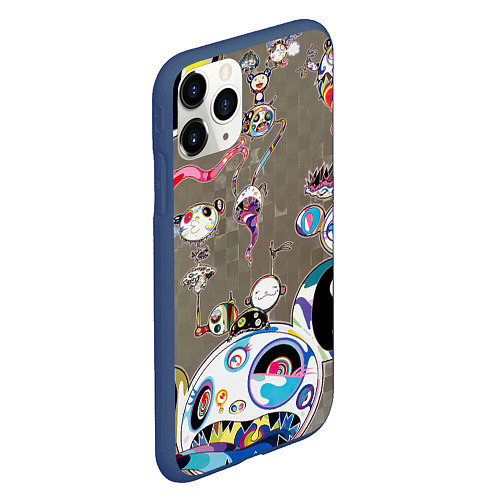 Чехол iPhone 11 Pro матовый Takashi Murakami арт с языками / 3D-Тёмно-синий – фото 2