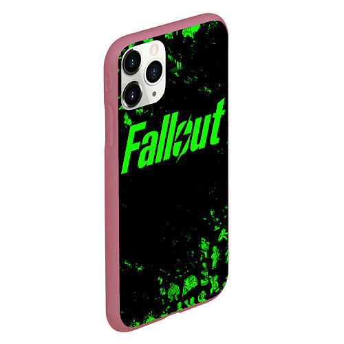 Чехол iPhone 11 Pro матовый FALLOUT ПУПСЫ ПАТТЕРН ЗЕЛЁНЫЙ ЯДЕРНАЯ ЗИМА / 3D-Малиновый – фото 2