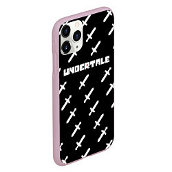 Чехол iPhone 11 Pro матовый UNDERTALE LOGO СРАЖЕНИЕ, МЕЧИ, цвет: 3D-розовый — фото 2