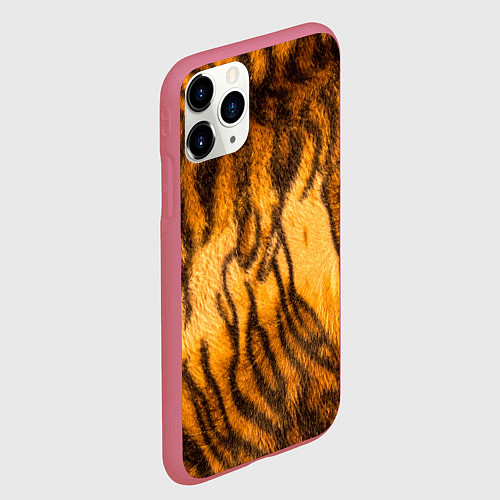 Чехол iPhone 11 Pro матовый Шкура тигра 2022 / 3D-Малиновый – фото 2