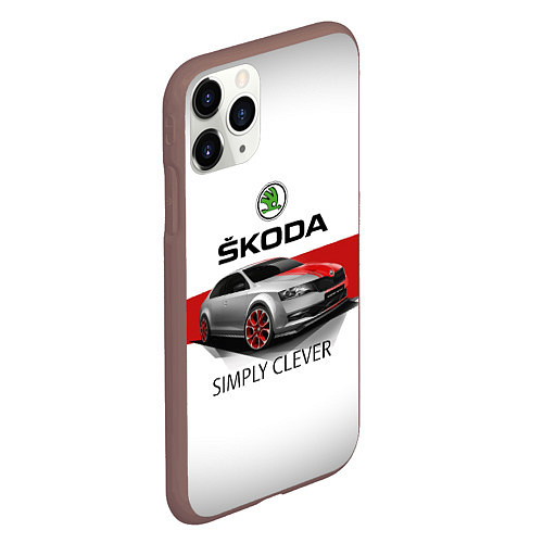 Чехол iPhone 11 Pro матовый Skoda Rapid Sport / 3D-Коричневый – фото 2