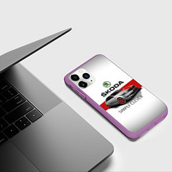 Чехол iPhone 11 Pro матовый Skoda Rapid Sport, цвет: 3D-фиолетовый — фото 2