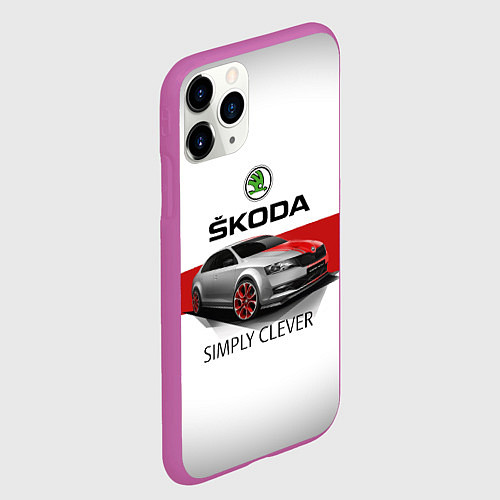 Чехол iPhone 11 Pro матовый Skoda Rapid Sport / 3D-Фиолетовый – фото 2