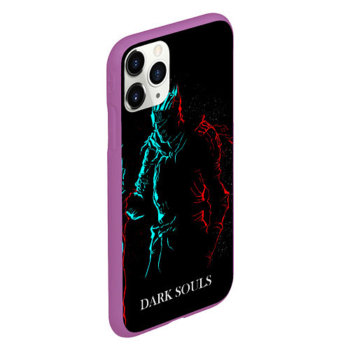 Чехол iPhone 11 Pro матовый Dark Souls NEON Силуэт / 3D-Фиолетовый – фото 2